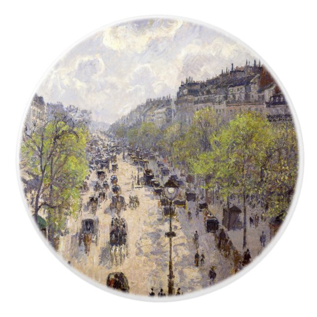 Pissarro - Boulevard Montmartre, Spring Ceramic Knob (Front)