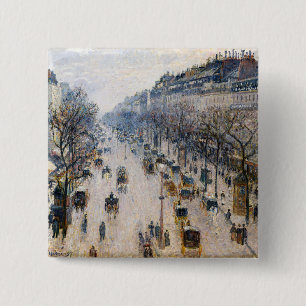 Pissarro - Boulevard Montmartre, Winter Morning 15 Cm Square Badge