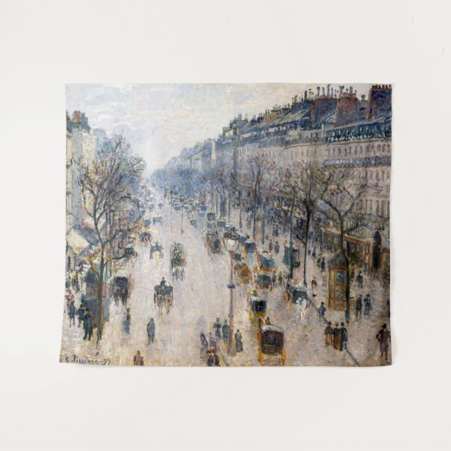 Pissarro - Boulevard Montmartre, Winter Morning Tapestry (Front (Horizontal))