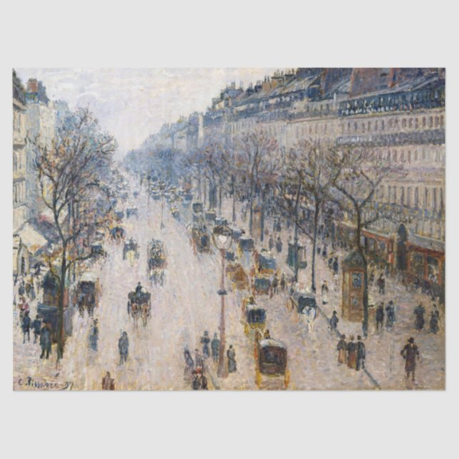 Pissarro - Boulevard Montmartre, Winter Morning Tissue Paper (Front)