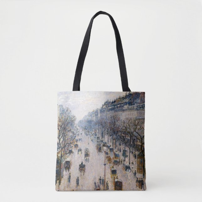 Pissarro - Boulevard Montmartre, Winter Morning Tote Bag (Front)