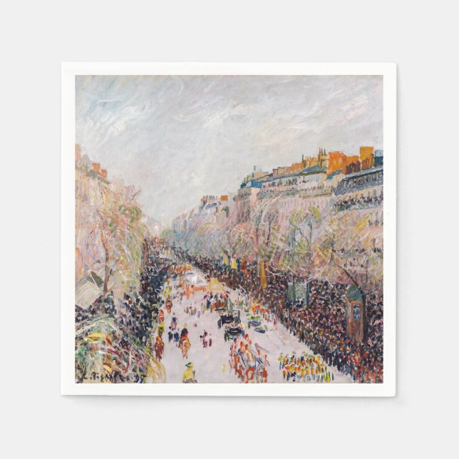 Pissarro - Montmartre, Mardi Gras on the Boulevard Napkin (Front)