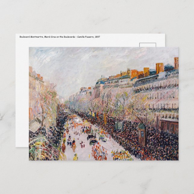 Pissarro - Montmartre, Mardi Gras on the Boulevard Postcard (Front/Back)
