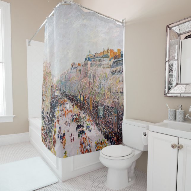 Pissarro - Montmartre, Mardi Gras on the Boulevard Shower Curtain (In Situ)