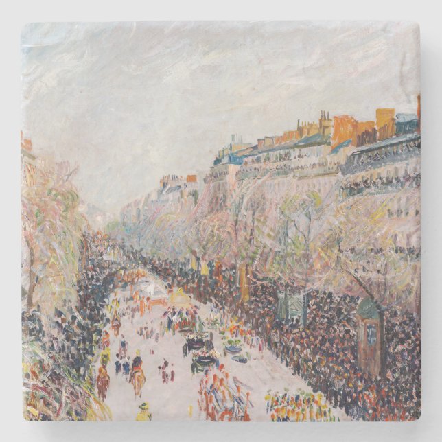 Pissarro - Montmartre, Mardi Gras on the Boulevard Stone Coaster (Front)