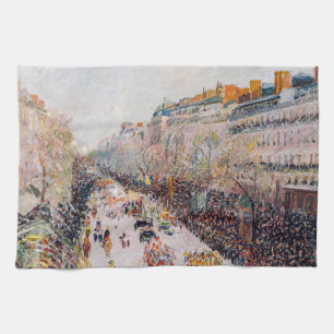 Pissarro - Montmartre, Mardi Gras on the Boulevard Tea Towel