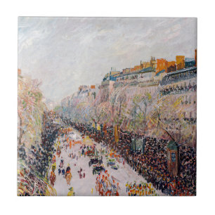 Pissarro - Montmartre, Mardi Gras on the Boulevard Tile