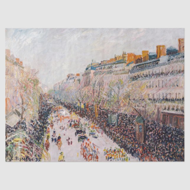 Pissarro - Montmartre, Mardi Gras on the Boulevard Tissue Paper (Front)