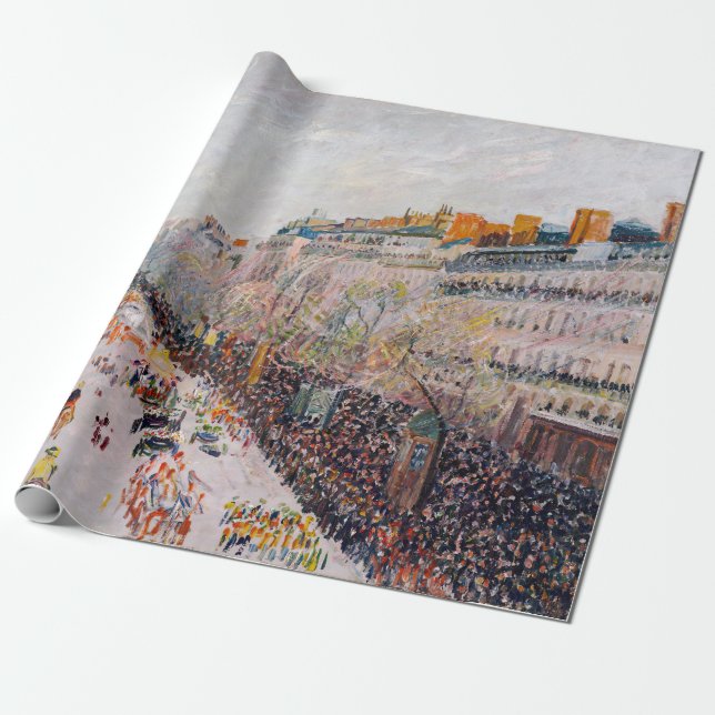 Pissarro - Montmartre, Mardi Gras on the Boulevard Wrapping Paper (Unrolled)