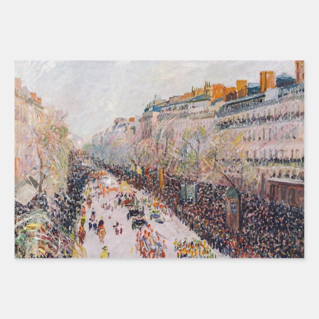 Pissarro - Montmartre, Mardi Gras on the Boulevard Wrapping Paper Sheet (Front)