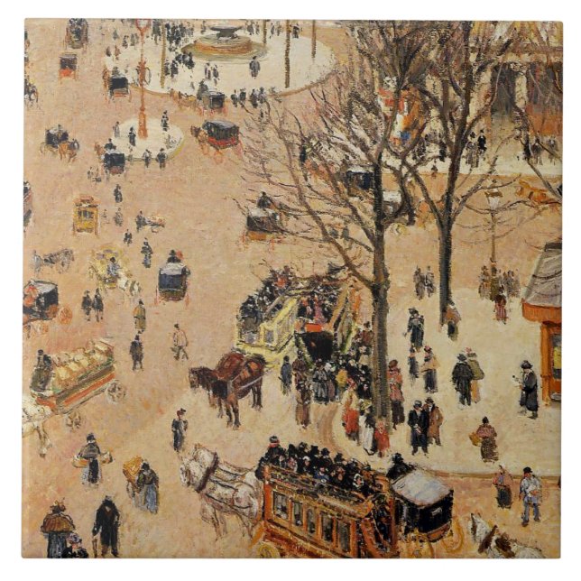 Pissarro - Place du Theatre, Francais Tile (Front)