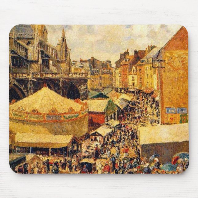 Pissarro: The Fair in Dieppe, Sunny Morning Mouse Mat (Front)