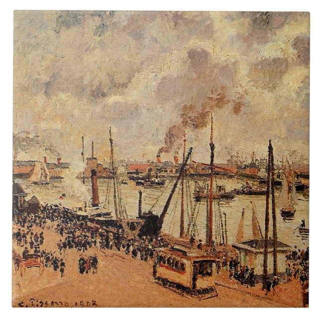 Pissarro - The Port Le Havre Tile (Front)