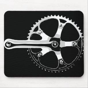 Pista Bicycle Crankset - white on black Mouse Mat