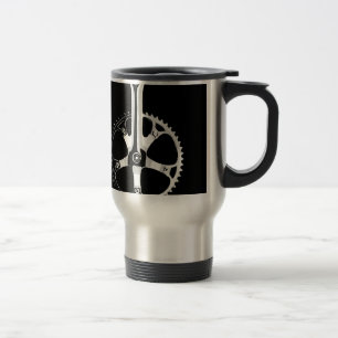 Pista Bicycle Crankset - white on black Travel Mug