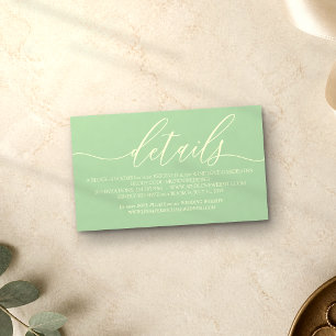 Pistachio & Cream Modern Add Photo Wedding Details Enclosure Card