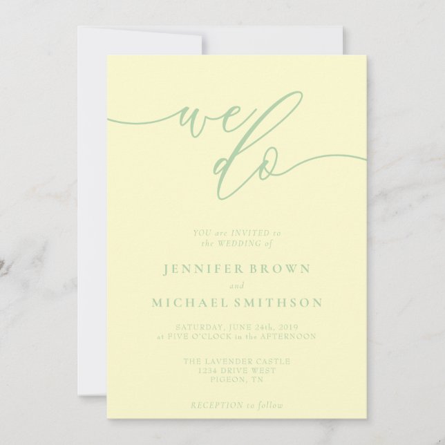 Pistachio & Cream Signature We Do Typo Wedding Invitation (Front)