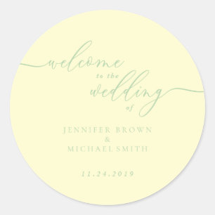 Pistachio & Cream Signature Welcome to Wedding Classic Round Sticker