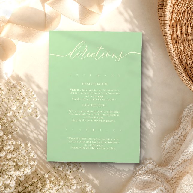 Pistachio & Cream Simple Wedding Directions Enclosure Card (Creator Uploaded)