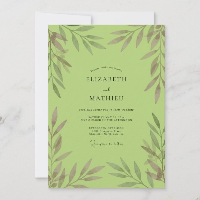 Pistachio Foliage Eucalyptus Wedding Invitation (Front)