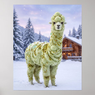 Pistachio Gelato Alpaca in Snow Poster