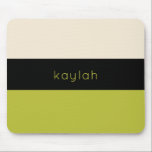 Pistachio Green Colour Block Pattern with Name Mouse Mat<br><div class="desc">A trendy minimalist design with a fresh colour block pattern in bright pistachio green,  black,  and sand beige. Personalise with your name or other desired text. This design is available in a variety of colour combinations.</div>