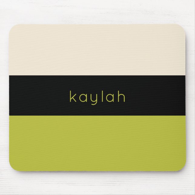 Pistachio Green Colour Block Pattern with Name Mouse Mat (Front)