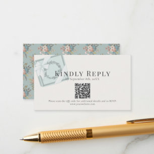 Pistachio Green Gift Box QR code RSVP Enclosure Card