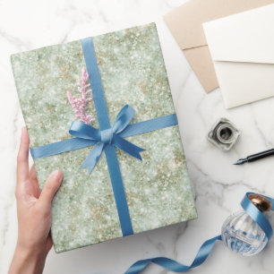 Pistachio Green Glitzy Faux Glitter Birthday Wrapping Paper