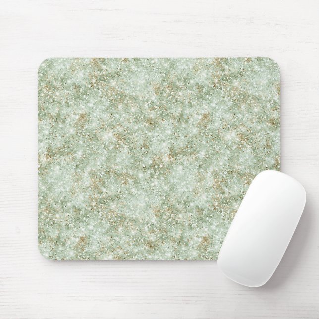 Pistachio Green Glitzy Faux Glitter Mouse Mat (With Mouse)
