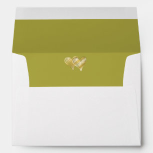 Pistachio Green - Gold Embossed Heart Lined Envelopes