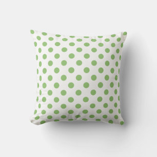 Pistachio Green Polka Dots Circles Cushion