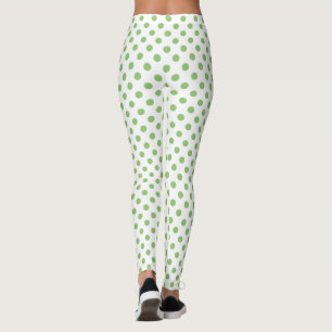 Pistachio Green Polka Dots Circles Leggings