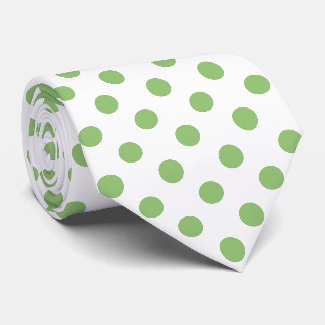Pistachio Green Polka Dots Circles Tie (Rolled)
