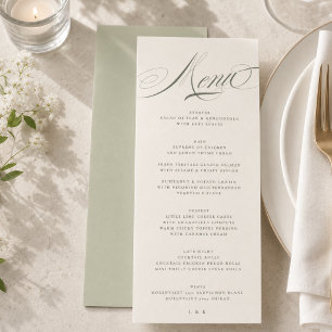 Pistachio Green Script Wedding Menu
