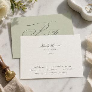 Pistachio Green Script Wedding RSVP Card