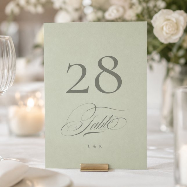 Pistachio Green Wedding Table Number Card (Creator Uploaded)