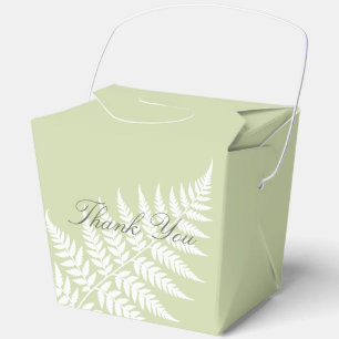 Pistachio Green White Fern Large Thank You Favour Box