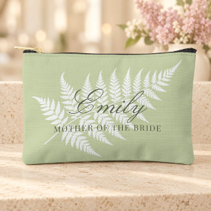 Pistachio Green White Fern Small Mother of Bride Accessory Pouch