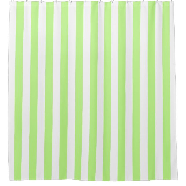 Pistachio Green White Vertical Stripe NL #0 Shower Curtain (Front)