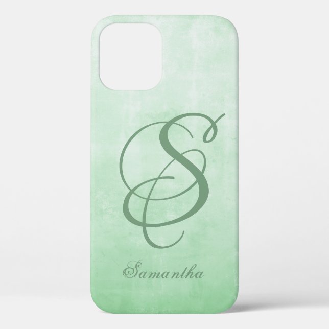 Pistachio Grey stylish rustic monogram Case-Mate iPhone Case (Back)