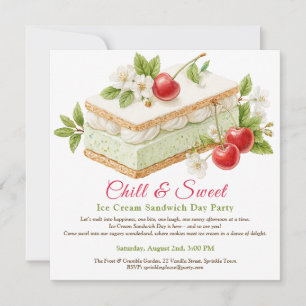 Pistachio Ice Cream Sandwich Day Watercolor Save The Date