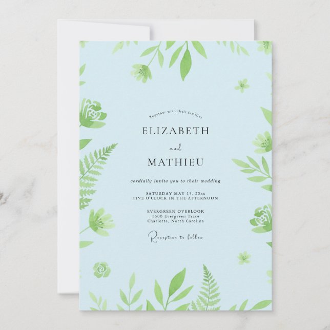 Pistachio Ice Fern Wedding Invitation (Front)