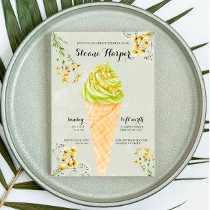 Pistachio IceCream Social Bridal Shower Invitation