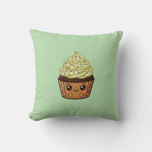 Pistachio Icing Cupcake Kawaii Cushion Pillow