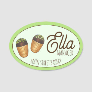 Pistachio Madeleines French Pastry Bakery Café Name Tag