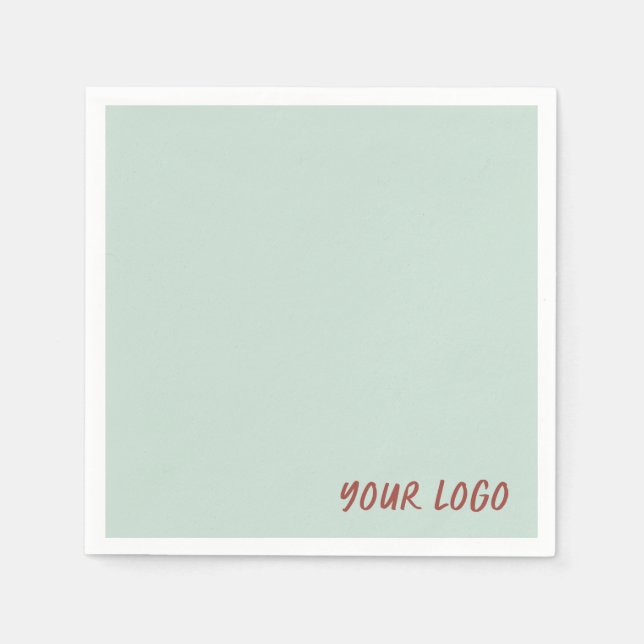 Pistachio Mint Sage Green Minimalist Business Logo Napkin (Front)