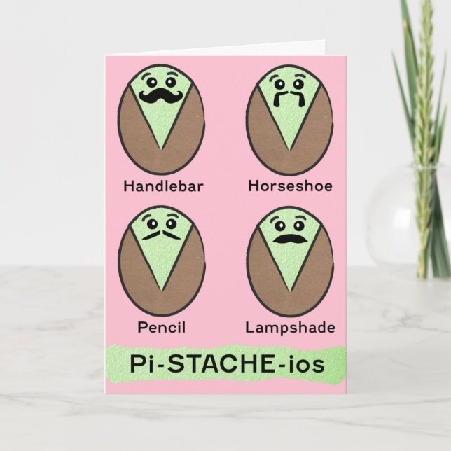 Pistachio Moustache Birthday Holiday Card (Front)