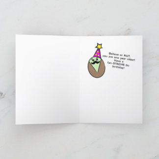 Pistachio Moustache Birthday Holiday Card