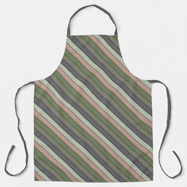 Pistachio Nut Shell Green Peach Purple Stripes  Apron (Front)